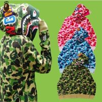 [Best Quality] Áo Khoác Bape, Hoodie Jacket Bape Shark Camo 2 mũ fullzip SS2021, Chất liệu Cotton, 3 màu Camo BapeVN