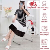 [BEST SELLER]( 40kg - 75kg )Đầm Thun Cotton Bầu, Suông Đuôi Cá Xếp Ly, Form Dễ Mặc,Siêu Mát Nhẹ Tênh