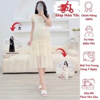 [BEST SELLER]( 40kg - 75kg )Đầm Bầu,Suông Voan, Sát Nách,Babydoll Dài,Form Dễ Mặc Thoải Mái Siêu Mát
