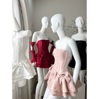 [Best seller MMUSE STORE] Đầm cúp ba nơ xoè công chúa kèm bao tay hot trend 2024 - về phiên bản mới