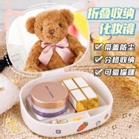 Best-seller on douyin#insWind Dressing Table Mirror Folding Makeup Mirror Female Belt Storage Box Student Dormitory Desktop Household Small10.5HHL