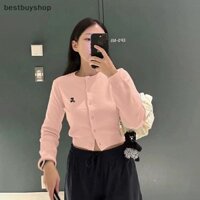 Best Shop Nữ Hàn Quốc Thêu Cổ Tròn Dài Tay Ôm Ngắn Dệt Kim Cardigan Mới