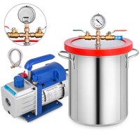 Bestauto 4 CFM Vacuum Pump 1/3 HP Vacuum Pump HVAC Stsinless Steel AC Vacuum Pump Kit Single-Stage Air Conditioning with 5 Gallon Vacuum Chamber(4 ...