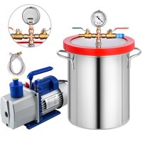 Bestauto 5 Gallon Vacuum Degassing Chamber Kit Stainless Steel Degassing Chamber Kit 18L Vacuum Chamber Kit with 2 Stage 7CFM 1/2 HP Vacuum Pump