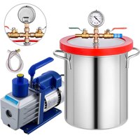 Bestauto Vacuum Degassing Chamber Kit 5 Galllon Degassing Chamber Stainless Steel Vacuum Chamber Kit with 5 CFM 1/3HP Single-Stage Vacuum Pump(5CFM...