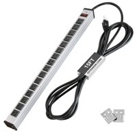BESTTEN 16 Outlet Heavy Duty Metal Power Strip with 15-Foot Ultra Long Extension Cord, 15A ON/Off Circuit Breaker, Mounting Brackets Included, ETL ...