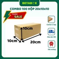 BETABOX - 20x10x10 Combo 100 Hộp Bìa Carton, Thùng Giấy Đóng Gói Hàng