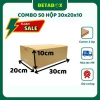 BETABOX - 30x20x10 Combo 50 Hộp Carton, Thùng Giấy Đóng Gói Hàng