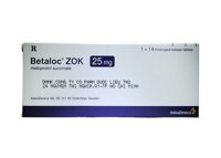 Betaloc Zok 25mg Ðiều trị duy trì sau nhồi máu cơ tim, hồi hộp do bệnh tim chức năng, cường giáp.