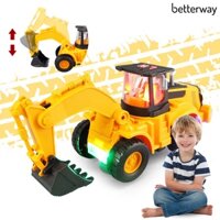 Betterway Máy Xúc Điện Đồ Chơi Với Âm Nhạc Đèn LED Di Động Đào Cánh Tay Xây Dựng Xe Tập Đi Bé Trai Tự Động Tránh Trở ngại Giáo Dục Thực Tế Đào Xe Tải Đồ Chơi