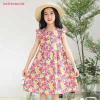 (Betterworld) Mùa Hè Mới Bé Gái Đầm Hoa Thời Trang Rời Tay Bay Đầm Công Chúa Cho Bé Trẻ Em Đầm Không Tay Phần Mỏng [VN]