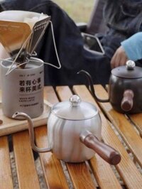 Bf 304 Thép Không Gỉ Tay Đấm Dài Miệng Mỏng Cà Phê Ấm Ngoài Trời Leo Núi Cắm Trại Dã Ngoại Ấm Đu