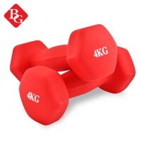 BG-[4 KG] Tạ tay lõi thép đặc bọc cao su tập gym yoga chống trơn trượt, xước vỡ sàn RED/BLUE