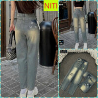 [BGTD3404QC] QUẦN BAGGY JEANS NỮ LƯNG CAO CHỮ C SAU PHỐI RÁCH ĐÙI MÀU ĐẬM VÀNG LAI CUỐN CÁ TÍNH XỊN SÒ