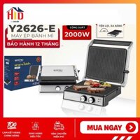 (BH 12 th) Máy ép nướng bánh mì YILI Y2626E. Máy kẹp bánh mỳ pate, ép nóng bánh mì doner tam giác cỡ to công suất 2000W.