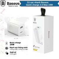 [BH 12 Tháng] Cốc Củ sạc nhanh Baseus công suất 24W Công nghệ Sạc Nhanh Qualcomm QC 3.0 tự động điều chình dòng sạc
