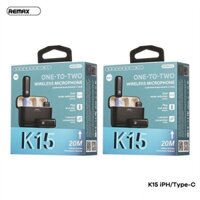 [BH 12 Tháng - HCM] Bộ 2 mic thu âm không dây live stream Remax k15 cổng Type C/L kèm dock sạc 50mAh/300mAh
