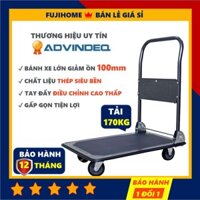 [BH 12 THÁNG] Xe đẩy hàng 4 bánh gấp gọn ADVINDEQ HT-170, bánh cao su có khóa, sàn thép phủ nhám, xe kéo hàng gấp gọn