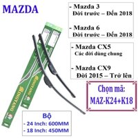 [BH 12TH] Bộ 2 thanh gạt nước mưa ô tô Nano mềm dành cho xe Mazda:Mazda2-Mazda3-Mazda6-Mazda CX5-Mazda CX9-BT 50-PremacY