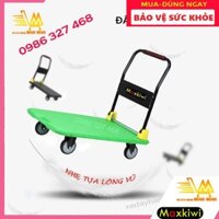 [BH 12TH- CÓ KHUNG THÉP TRỢ LỰC] Xe Đẩy Hàng 150kg, Xe Đẩy Hàng 4 Bánh Maxkiwi PT0089 new- Bánh Xe Chống Ồn