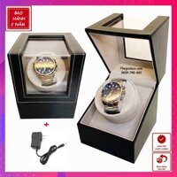 [BH 2 NĂM] Hộp Xoay Đồng Hồ Cơ 1 Ngăn Vỏ Da Đen Lót Nỉ Nhung - Hộp Lên Dây Cót Đồng Hồ Cơ