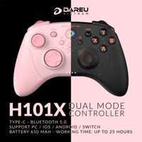 [BH 24  tháng] Tay cầm game Dareu H101X Hồng / Đen không dây ( Pin sạc 650mAh, Bluetooth 5.0 ,Dây Type-C )