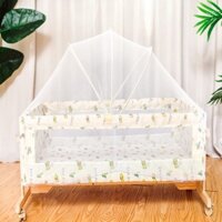[BH 3 Năm] Nôi Cũi Gỗ Lắc Lư,Nôi Đưa Cho Bé (Tặng Màn chống Côn Trùng) Bằng Gỗ Thông Nhập Khẩu Cao Cấp Tiện Lợi MINA
