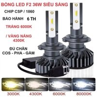 (BH 6 tháng) Cặp 2 bóng đèn Led F2 36W siêu sáng trắng / vàng nắng - chân H1, H3, H4, H7, H11, 9005/HB3, 9006/HB4, 9012