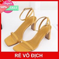 BH 6 tháng_Giày nữ cao cấp_Dép cao gót gót vuông 7cm. Giày cao gót hàng hiệu. Sandal cao gót siêu êm.