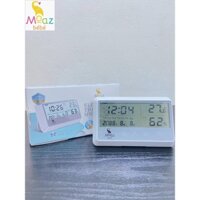 [BH CHÍNH HÃNG 1 NĂM] Nhiệt kế đo độ ẩm và nhiệt độ phòng, đồng hồ báo thức MOAZ BEBE MB-027 "Nhiệt kế đa năng''