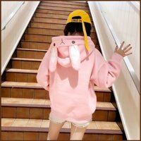 Bh2 Nữ Thỏ Cosplay Áo Khoác Rời Áo Khoác Oversize Màu Trơn Áo Len Thỏ Dài Tay Có Mũ Trùm Đầu Áo Chui Đầu Có Mũ Plu