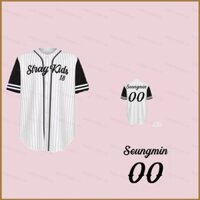 Bh4 STRAY KIDS Felix IN Kim Seung-min Seo Chang-Bin Jersey Áo Sơ Mi Kpop Đồng Nhất Bóng Chày Áo Thun Anime Tay Ngắn Top H