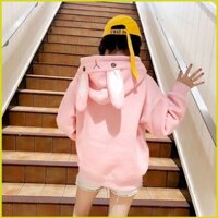 Bh8 Nữ Thỏ Cosplay Áo Khoác Rời Áo Khoác Oversize Màu Trơn Áo Len Thỏ Dài Tay Có Mũ Trùm Đầu Áo Chui Đầu Có Mũ Plu