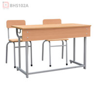 BHS102 – GHS102 | Bộ Bàn Ghế Học Sinh Cấp 1–2 Hai Chỗ Ngồi