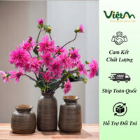 BHVA14- Bình cắm hoa gốm sứ Bát Tràng vai vuông siêu đẹp , bình hoa decor trang trí, bình hoa gốm men nâu Việt An
