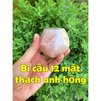 Bi cầu 12 mặt đá màu hồng trang trí