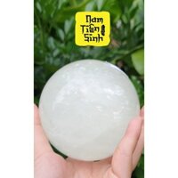 Bi cầu đá Canxit trắng, vật phẩm trang trí nhà cửa, phong thủy Nam Tiên Sinh. Giá chưa có đế