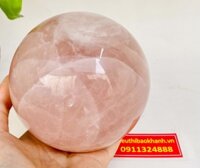 Bi cầu thạch anh hồng phong thủy cao cấp, trang trí phòng khách