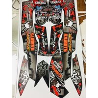 Bi Decal Tem rời Sirius 110 - mẫu thỏ Rabbit đỏ dán xe đen siêu ngầu