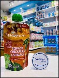 Bí đỏ, đậu, rau bina, dầu bơ Happybaby Organic từ 6th (113g)