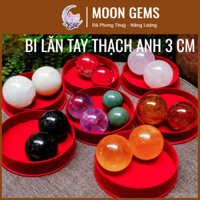 Bi lăn tay đá thạch anh Moon Gems , quả cầu thạch anh để bàn hỗ trợ thanh tẩy năng lượng phong thủy trang trí