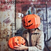 Bí Ngô Đầu Jack Mặt nạ Mũ Trùm Đầu Giấy Chất Liệu Thủ Công Tiệc Halloween Tạo Kiểu Thể Hiện Trang Phục Đạo Cụ