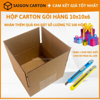 Bìa carton đóng gói hàng online ship COD size 10x10x6 cm bộ 100 hộp - sản xuất bởi SÀI GÒN CARTON