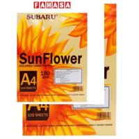Bìa Giấy Màu Sunflower A4 ĐL180 - Màu Vàng 100 Tờ