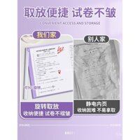 Bìa hồ sơ giấy kiểm tra xoay A3 cho học sinh tiểu học, trang chèn trong suốt, bìa tài liệu dung lượng lớn cho học sinh trung học, kẹp đôi, tổ chức giấy kiểm tra, túi lưu trữ phân loại môn học, A4