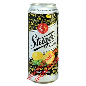 Bia không cồn Steiger Radler chanh - Thùng 24 lon x 500ml