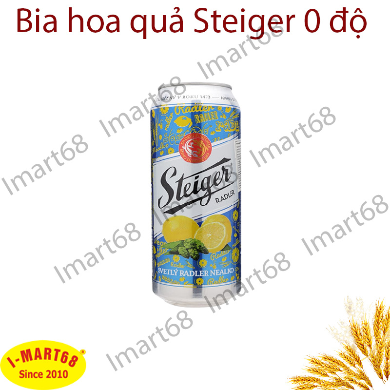 Bia không cồn Steiger Radler chanh - Thùng 24 lon x 500ml