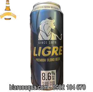 Bia Ligre Premium Blond Beer 8.6% - thùng 24, lon 500ml
