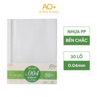 Bìa Lỗ A4, Túi Sơ Mi Lỗ AO dày 0.04 mm đựng tài liệu văn phòng dùng với bìa còng Xấp 2050100 Cái PA004 - 20 Túi - PA004