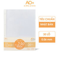 Bìa Lỗ (Túi Sơ Mi Lỗ) A4 AO+ Dày 0.06 mm 30 lỗ (Xấp 20/50 Cái)